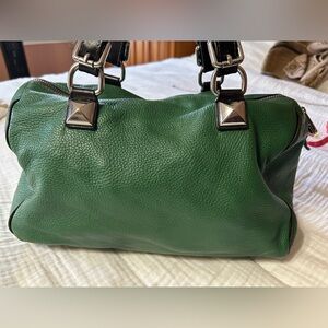 Pulicati Made in Italy Supple Leather Duffel Tote Bag Purse Emerald Green